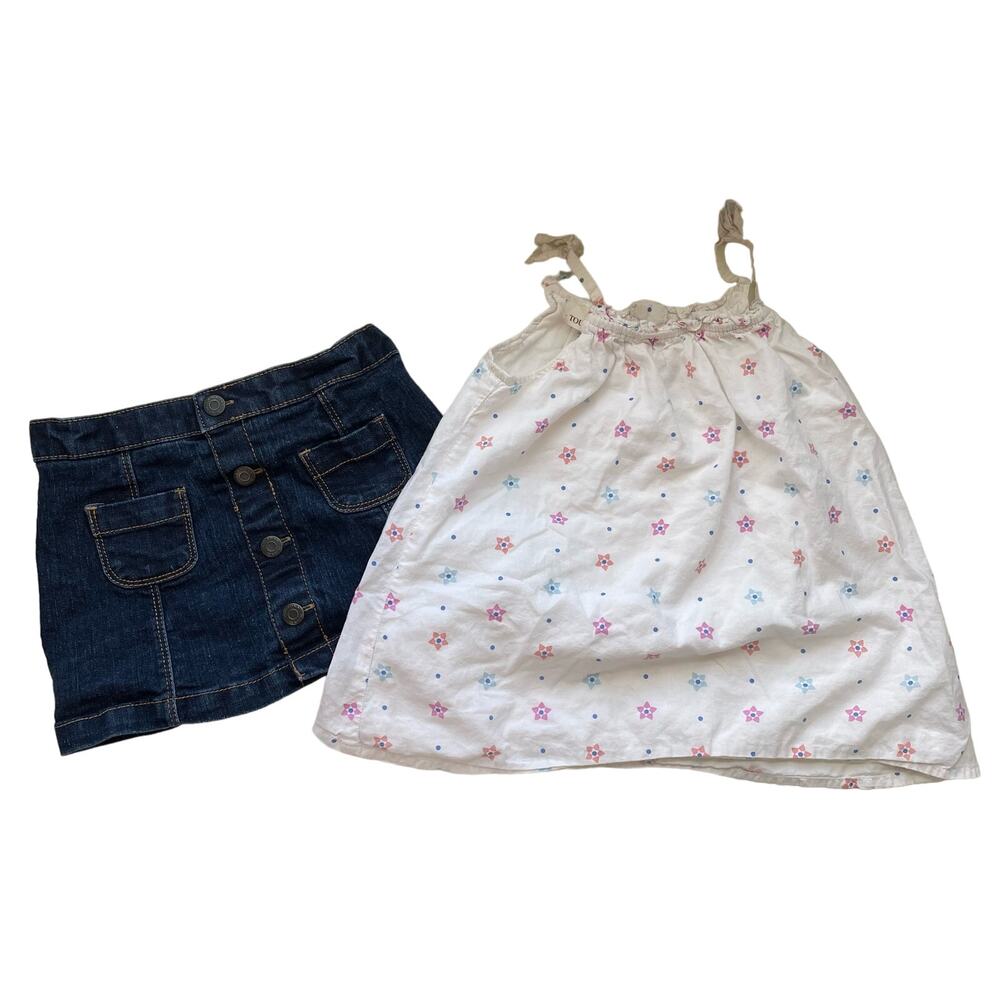 Toughskins Arizona Jean Company Toddler Size 4T Outfit Jean Skirt Casual Top